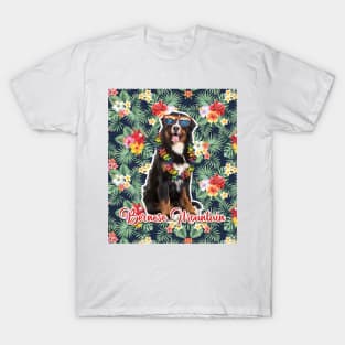 Bernese Mountain Summer Funky Hawaiian, Hawaii Style, Dog Personalized Hawaiian T-Shirt